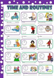 English Worksheet: Time and routines