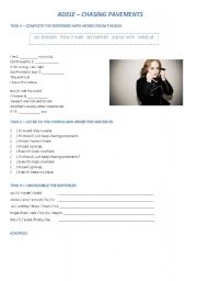 English Worksheet: Chasing Pavements - Adele