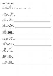 English Worksheet: I like / I dont like 