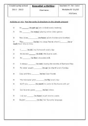  ACTIVITIES WORKSHEET