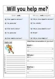 English worksheet: Shall/Will