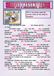 SIMPLE PRESENT TENSE (2 PAGES)