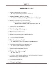 English Worksheet: Create UTOPIA