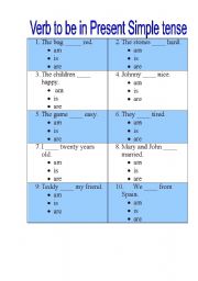 English Worksheet: Verb to be. Present Simple
