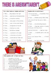 English Worksheet: THERE IS, ARE,ISNT, ARENT
