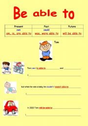 English Worksheet: BE ABLE TO (Present - Past - Future)
