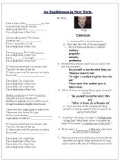 English Worksheet: An English man in New York, Sting
