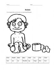 English Worksheet: My body cut and paste