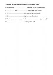 English worksheet: Present Simple - exercise
