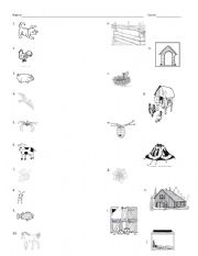 English Worksheet: Animal and their Homes