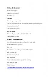 English Worksheet: at the restaurant