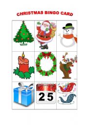 English Worksheet: CHRISTMAS BINGO CARDS