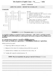 English worksheet: INDIA LESSON 1 HOMEWORK WORKSHEET