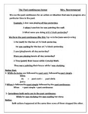 English worksheet: past  tenses (simple and continuous)