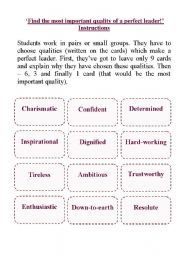 English worksheet: A perfect leader