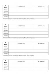 English worksheet: My Week