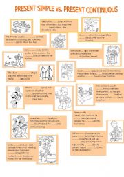 English Worksheet: present simple vs. present continuous