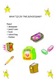 English worksheet: numbers,colours and school objects