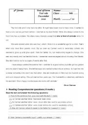 English Worksheet: end of term test n1 9th form