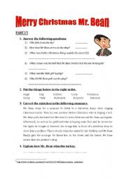 English Worksheet: Merry Christmas Mr. Bean (entire film: 3 parts)