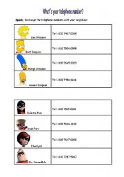 English Worksheet: Whats your telephone number?