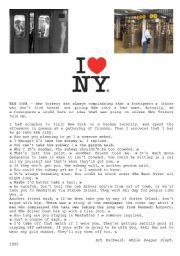 English Worksheet: I Love New York - Written Comprehension
