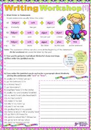 English Worksheet: Writing Workshop 1  (for elementary students)