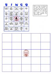 English worksheet: Child Free Bingo card