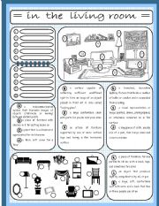 English Worksheet: In the living room (2/4)