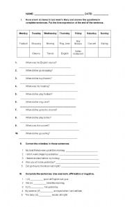 English Worksheet:  PAST SIMPLE