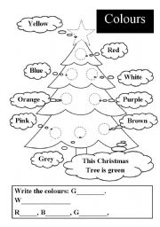 English Worksheet: Christmas Colours