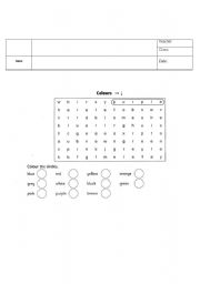 English worksheet: Colors wordsearch