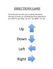 English Worksheet: ESL Directions Game