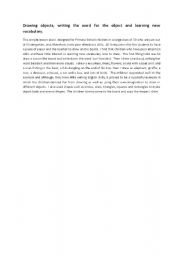 English Worksheet: New Vocabulary: Drawing Objects and Writing the words for the Objectss.