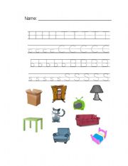 English worksheet: First Letter - Trace and Match (C B T S)