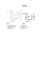 English Worksheet: Crossword