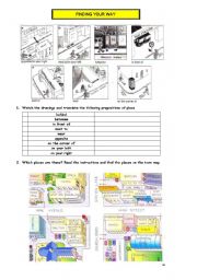 English Worksheet: Asking and telling the way PART 1