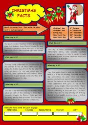 English Worksheet: Christmas Facts
