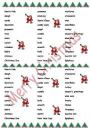 English Worksheet: CHRISTMAS BINGO!!