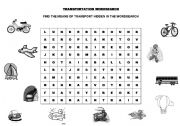 English Worksheet: Transportation wordsearch