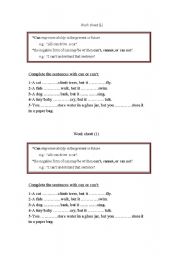 English Worksheet: can or cant