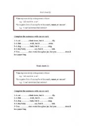 English worksheet: can or cant