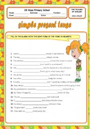 English Worksheet: simple present tense