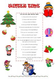 English Worksheet: WINTER TIME