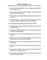 English worksheet: word problems 