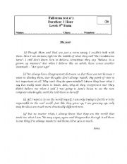 English Worksheet: 9th form full-term test n1