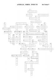 English worksheet: Animal crossword