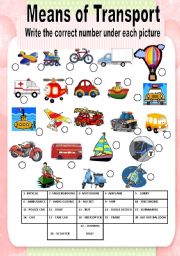 English Worksheet: Means of transport part 1