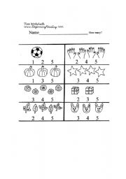 English Worksheet: counting to 5