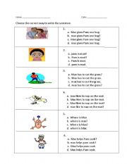 English Worksheet: Capitalization and Punctuation- choose the correct sentence